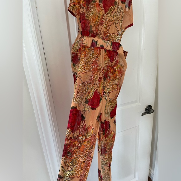 Brand new mesh cut out dragon print jumpsuit - Picture 2 of 4